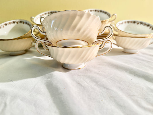 Minton Buff Cream Soup with Plate- Set of 25