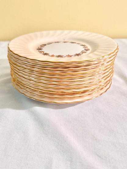 Set of 12 Minton Buff Small 6.25” Plates