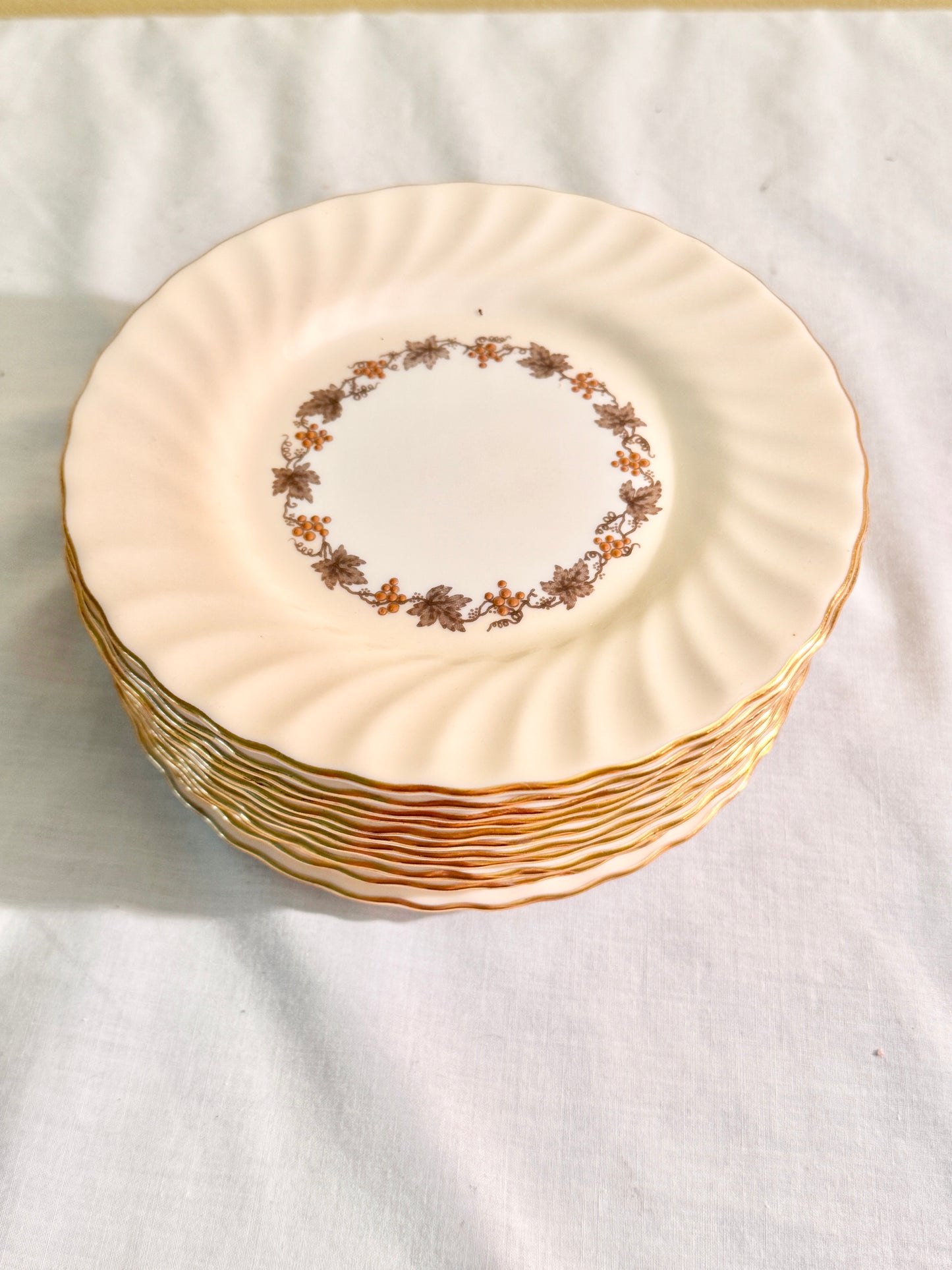 Set of 12 Minton Buff Small 6.25” Plates