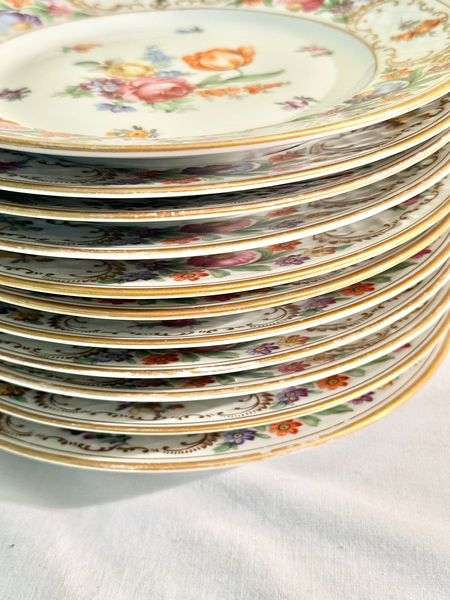 Antique Bavarian Dresden Dessert/Salad Plates Set of 11