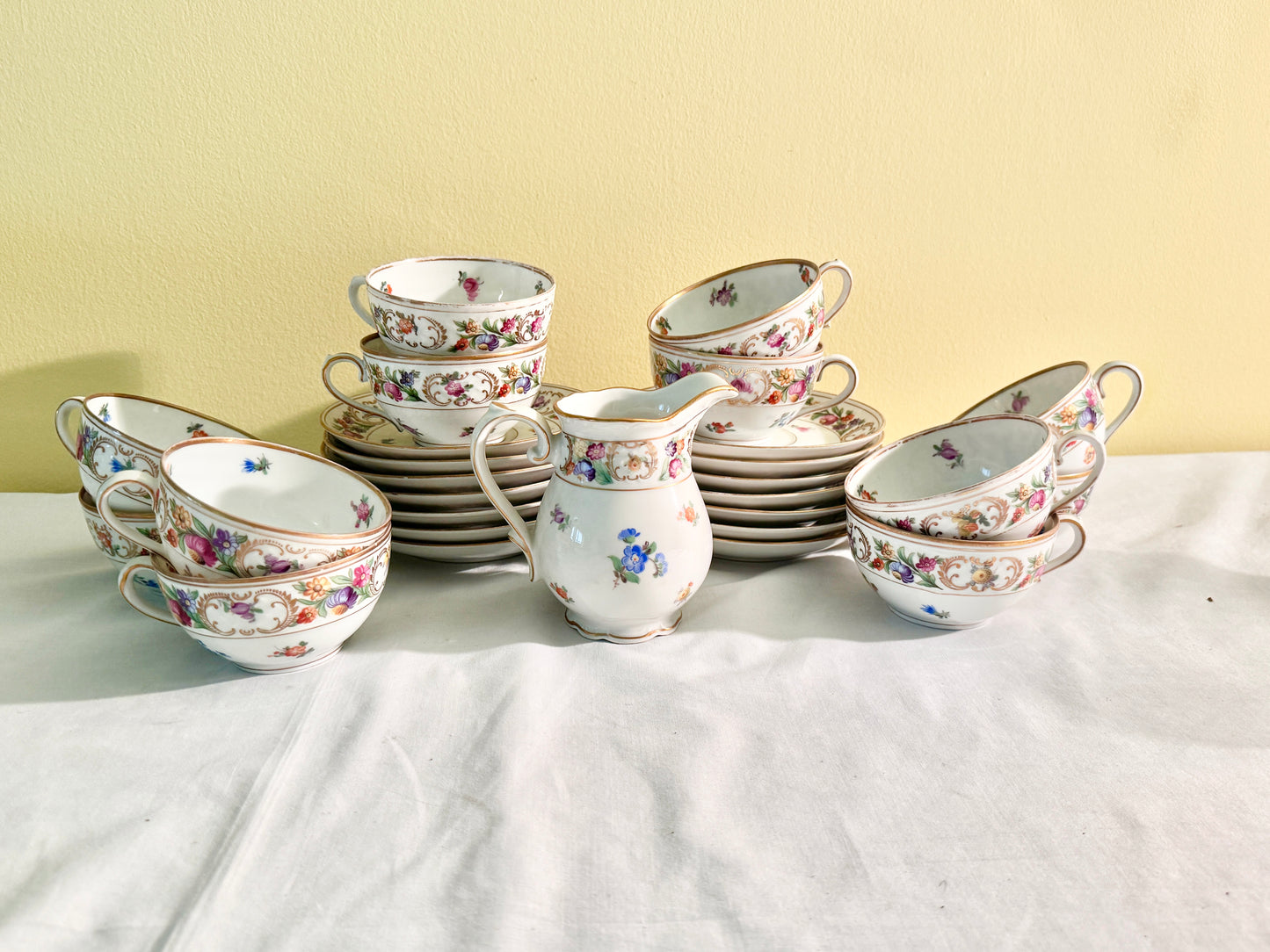 Dresden Set of 27 Teacups, Saucers and Creamer