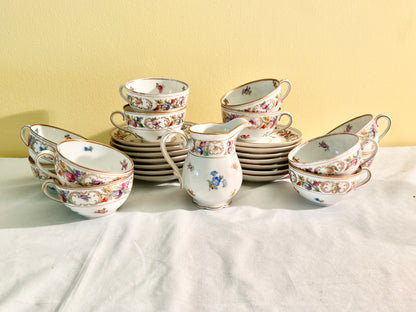 Dresden Set of 27 Teacups, Saucers and Creamer