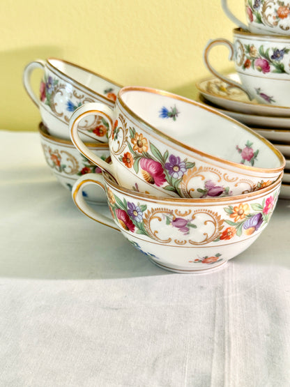 Dresden Set of 27 Teacups, Saucers and Creamer