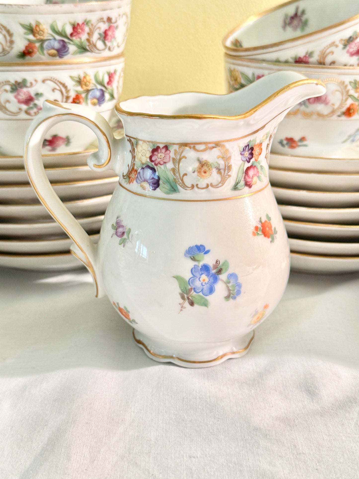 Dresden Set of 27 Teacups, Saucers and Creamer