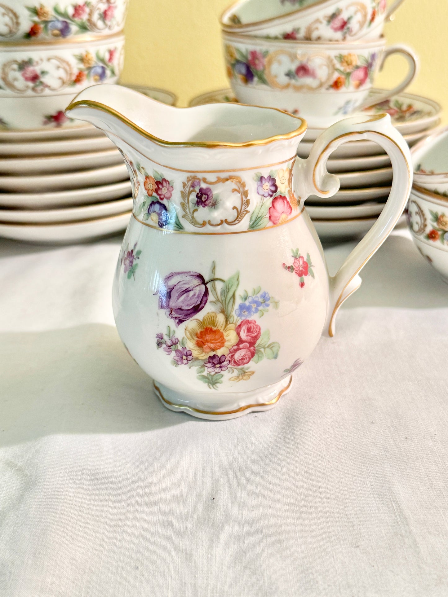 Dresden Set of 27 Teacups, Saucers and Creamer