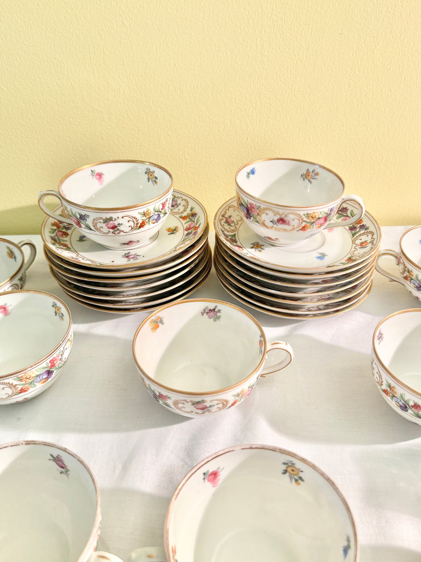 Dresden Set of 27 Teacups, Saucers and Creamer