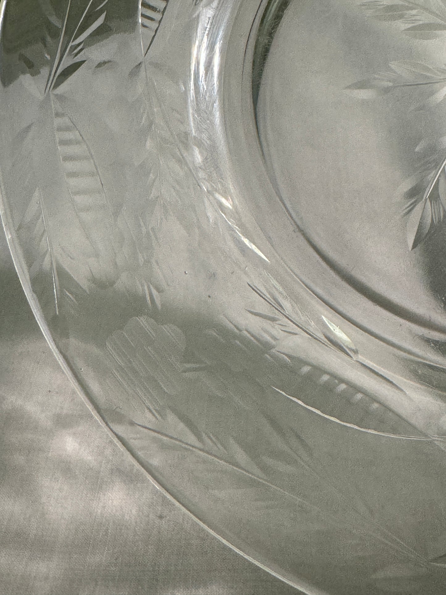 Set of 12 Antique Etched Glass Plates