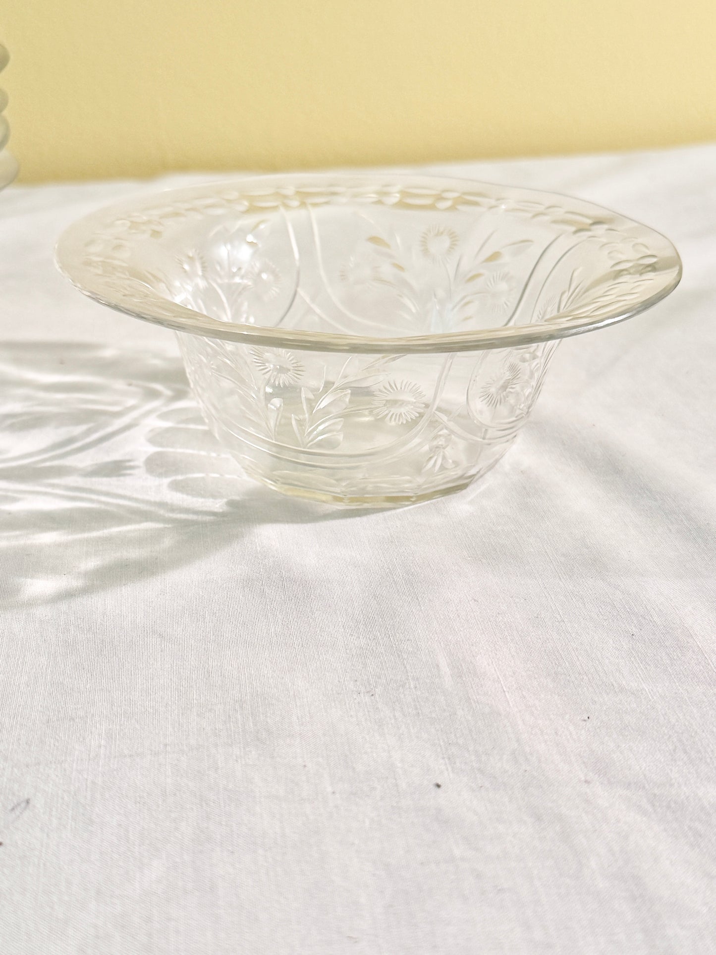 Set of 12 Antique Etched Glass Bowls