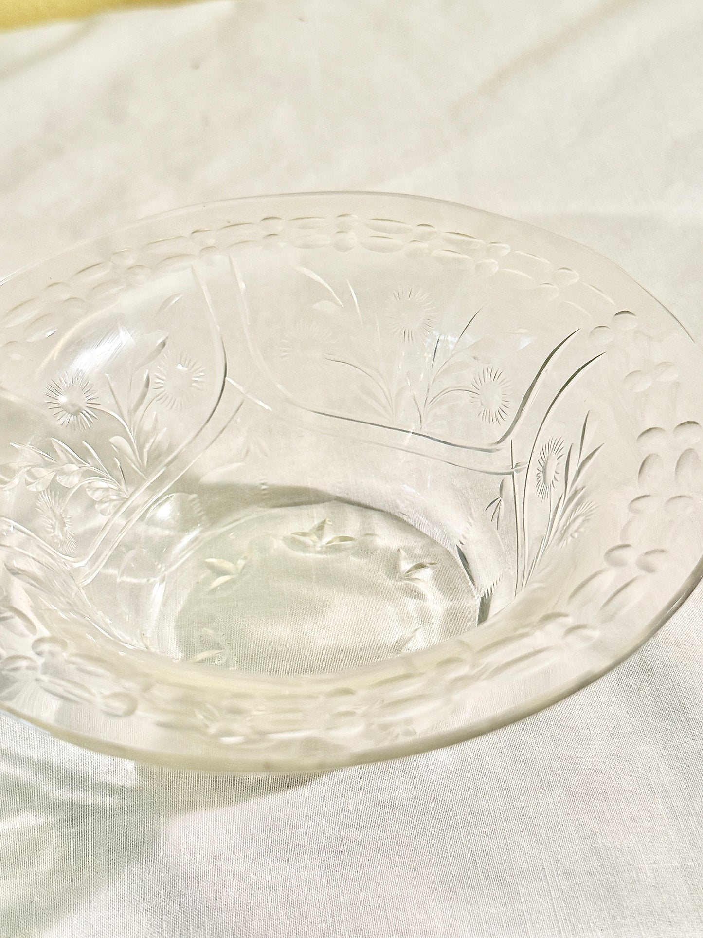 Set of 12 Antique Etched Glass Bowls