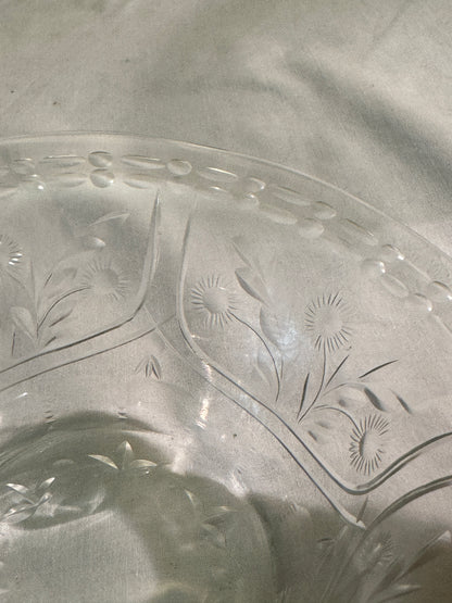 Set of 12 Antique Etched Glass Bowls