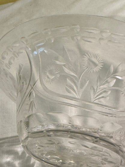 Set of 12 Antique Etched Glass Bowls