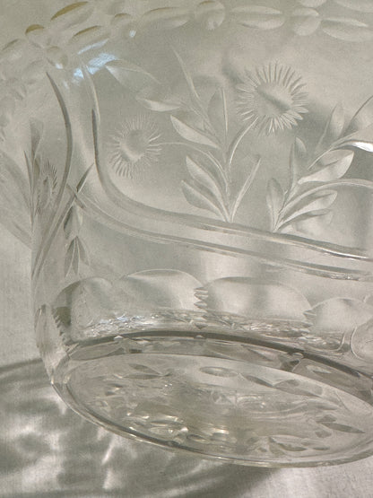 Set of 12 Antique Etched Glass Bowls