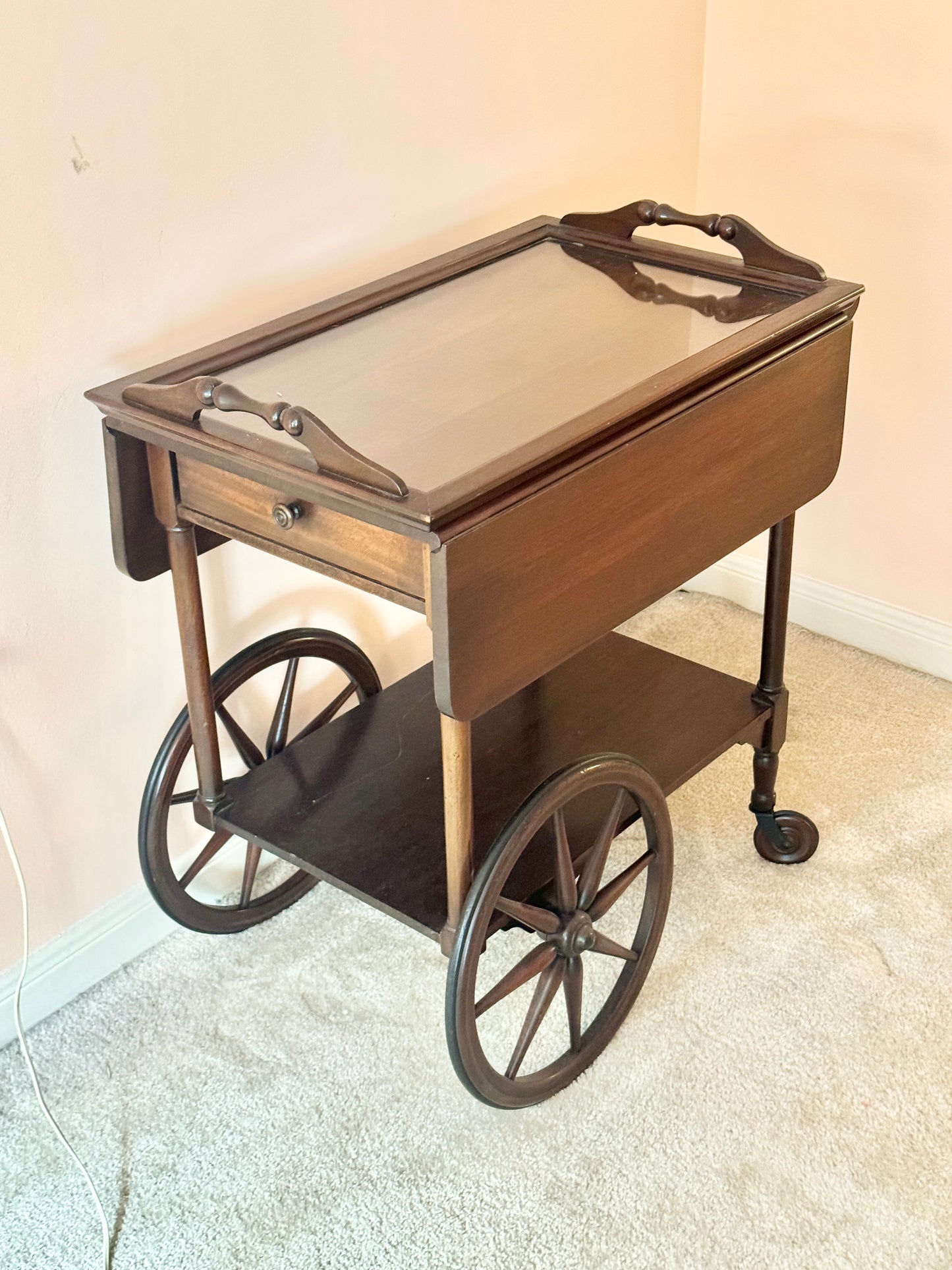 Wood and Glass Bar Cart