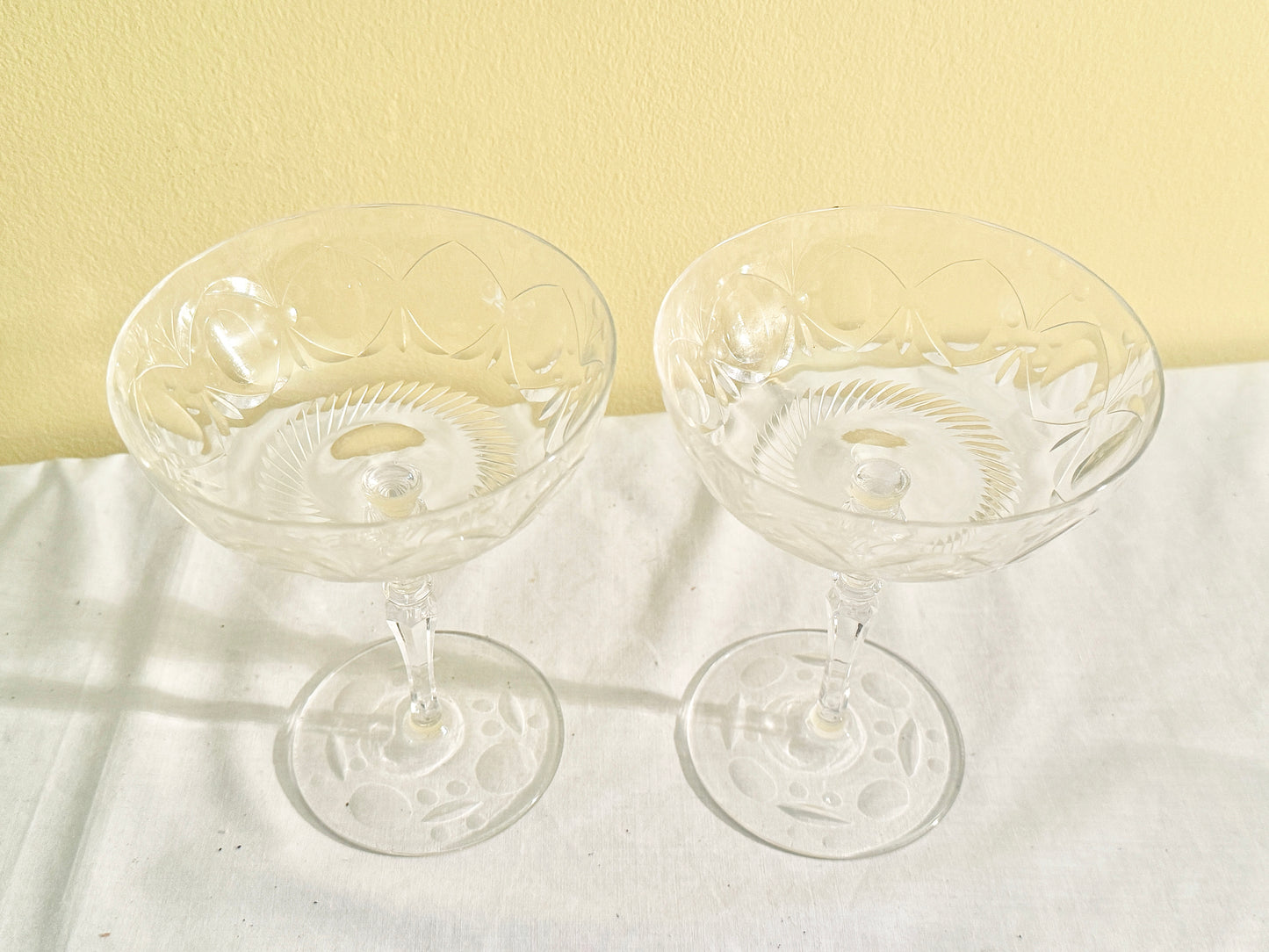 Pair of Antique Etched Glasses