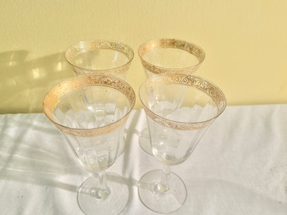 Set of 4 Gold Rimmed Glasses